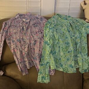 TWO LONG SLEEVE PEARL SNAP LIMITED TOO SHIRTS SZ 14